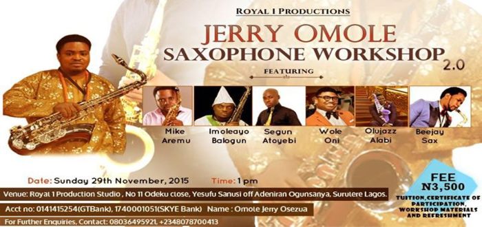 News: JERRY OMOLE SAXOPHONE WORKSHOP 2015.