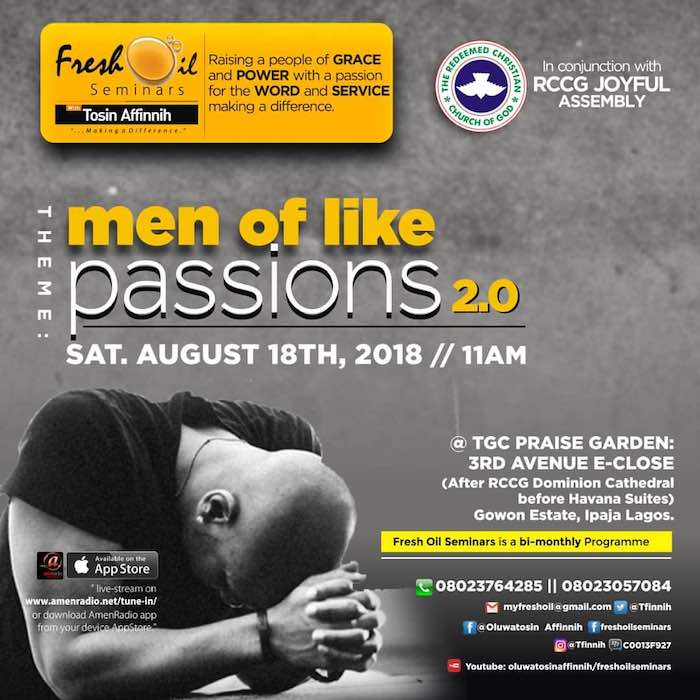 Fresh Oil Seminar: Men of Like Passions 2 - Tosin Affinnih [August 2018]