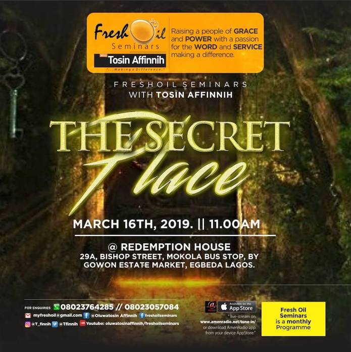 Fresh Oil Seminar: The Secret Place - Tosin Affinnih | AmenRadio.net